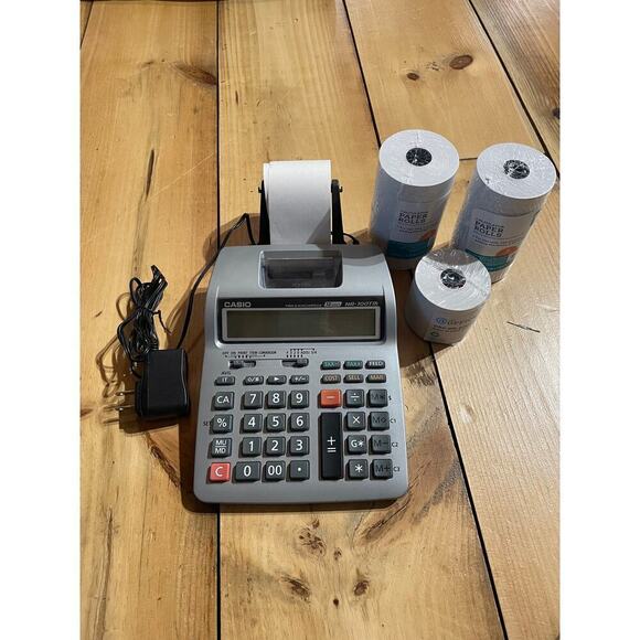 CASIO HR-100TM 12 Digits Tax & Exchange Printing Calculator +5 extra paper rolls - Picture 1 of 3